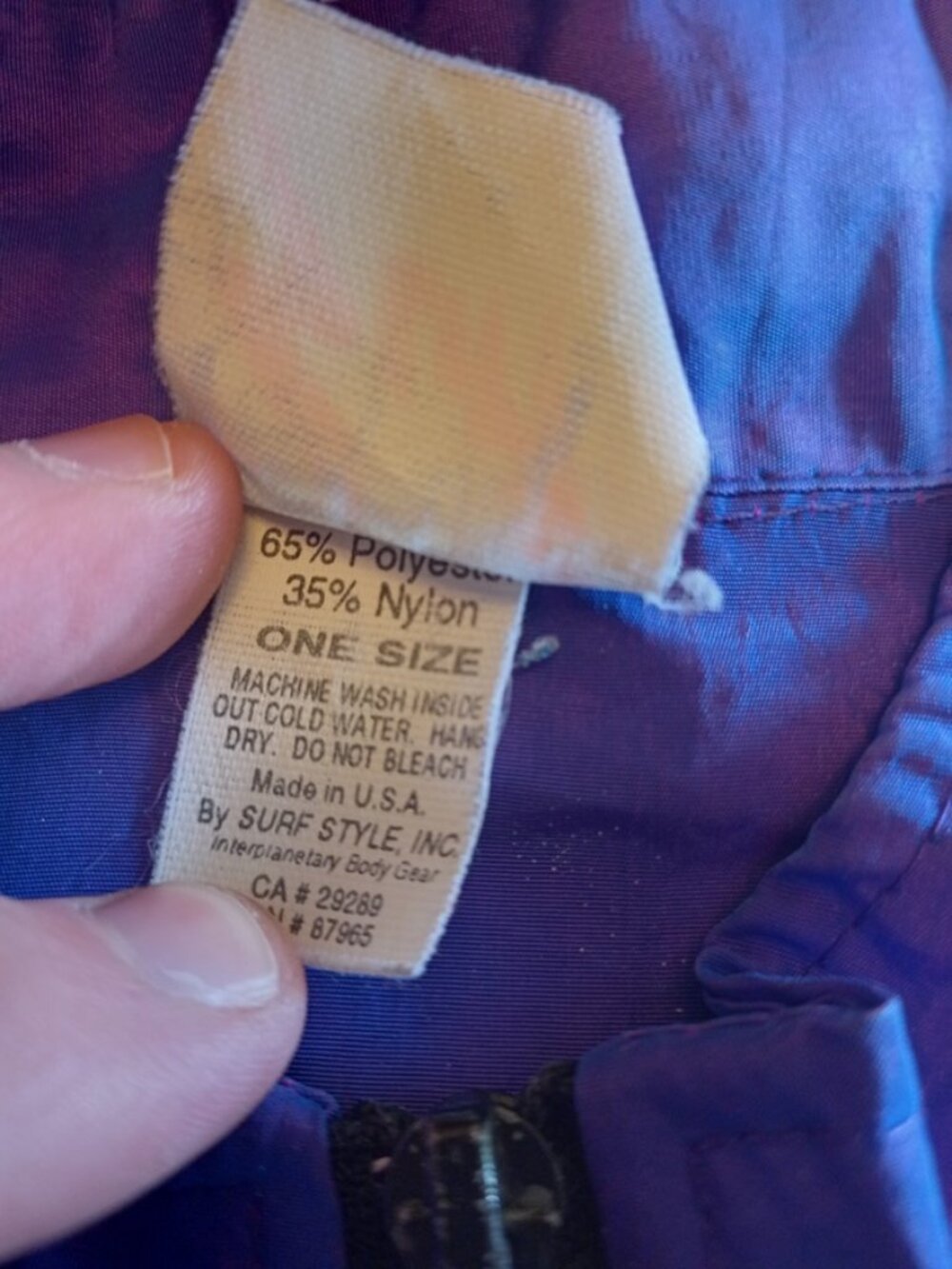 Vintage Surf Style 1/4 Zip Iridescent Purple Windbreaker Jacket Adult XL - Picture 4 of 7